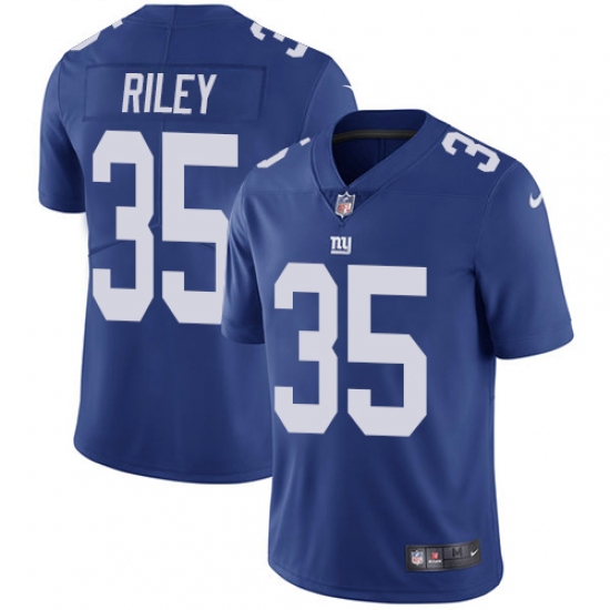 Men's Nike New York Giants 35 Curtis Riley Royal Blue Team Color Vapor Untouchable Limited Player NFL Jersey