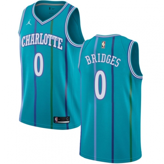 Men's Nike Jordan Charlotte Hornets 0 Miles Bridges Swingman Aqua Hardwood Classics NBA Jersey