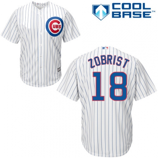 Men's Majestic Chicago Cubs 18 Ben Zobrist Replica White Home Cool Base MLB Jersey