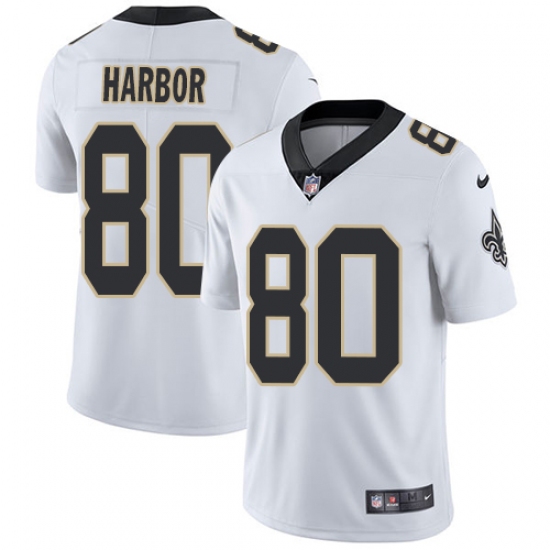 Men's Nike New Orleans Saints 80 Clay Harbor White Vapor Untouchable Limited Player NFL Jersey