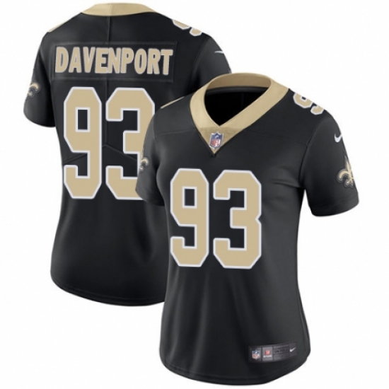 Women's Nike New Orleans Saints 93 Marcus Davenport Black Team Color Vapor Untouchable Limited Player NFL Jersey