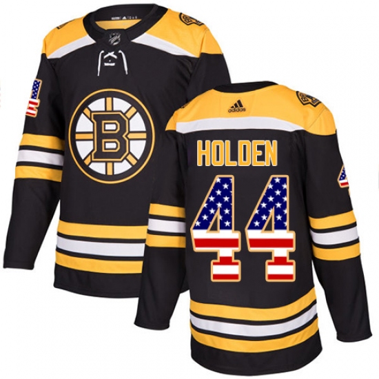 Men's Adidas Boston Bruins 44 Nick Holden Authentic Black USA Flag Fashion NHL Jersey