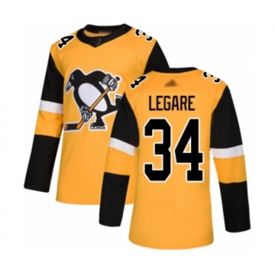 Men's Pittsburgh Penguins 34 Nathan Legare Authentic Gold Alternate Hockey Jersey