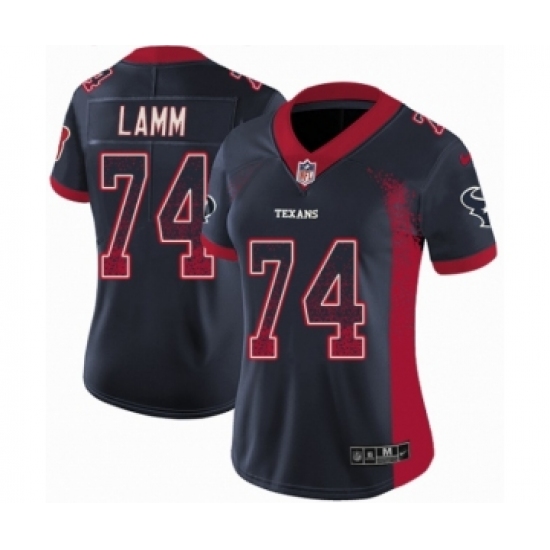 Women's Nike Houston Texans 74 Kendall Lamm Limited Navy Blue Rush Drift Fashion NFL Jersey