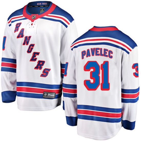 Youth New York Rangers 31 Ondrej Pavelec Fanatics Branded White Away Breakaway NHL Jersey