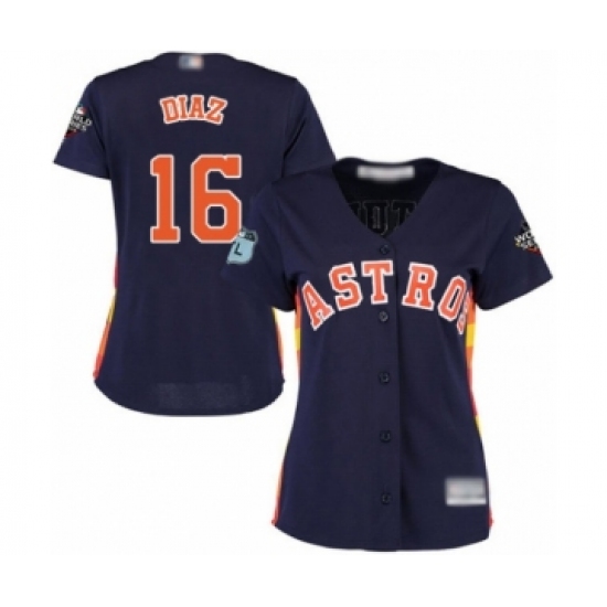 Women's Houston Astros 16 Aledmys Diaz Authentic Navy Blue Alternate Cool Base 2019 World Series Bound Baseball Jersey