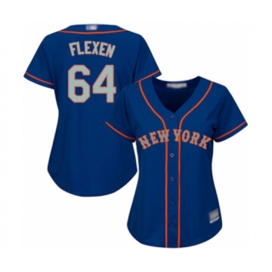 Women's New York Mets 64 Chris Flexen Replica Royal Blue Alternate Road Cool Base Baseball Player Jersey