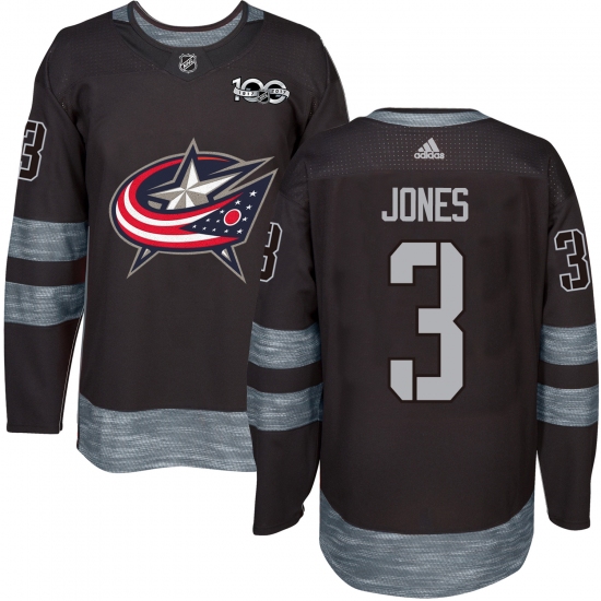 Men's Adidas Columbus Blue Jackets 3 Seth Jones Authentic Black 1917-2017 100th Anniversary NHL Jersey