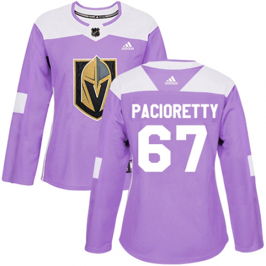 Women's Adidas Vegas Golden Knights 67 Max Pacioretty Authentic Purple Fights Cancer Practice NHL Jersey