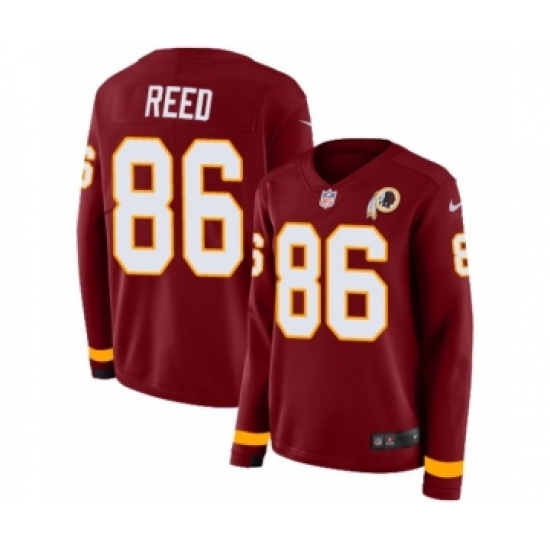 Women's Nike Washington Redskins 86 Jordan Reed Limited Burgundy Therma Long Sleeve NFL Jersey