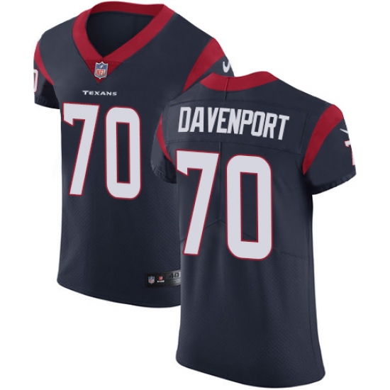 Men's Nike Houston Texans 70 Julien Davenport Navy Blue Team Color Vapor Untouchable Elite Player NFL Jersey