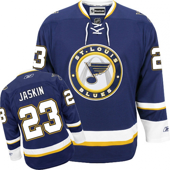 Women's Reebok St. Louis Blues 23 Dmitrij Jaskin Premier Navy Blue Third NHL Jersey