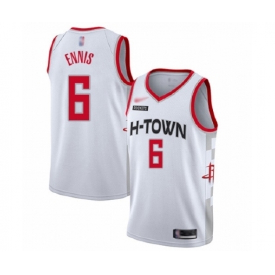 Men's Houston Rockets 6 Tyler Ennis Swingman White Basketball Jersey - 2019 20 City Edition