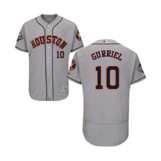 Men's Houston Astros 10 Yuli Gurriel Grey Road Flex Base Authentic Collection 2019 World Series Bound Baseball Jersey