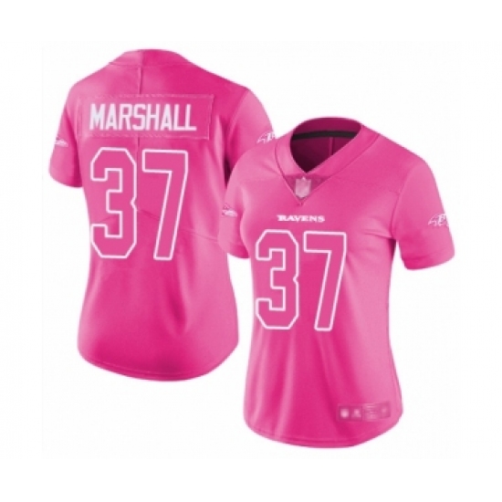 Women's Baltimore Ravens 37 Iman Marshall Limited Pink Rush Fashion Football Jersey