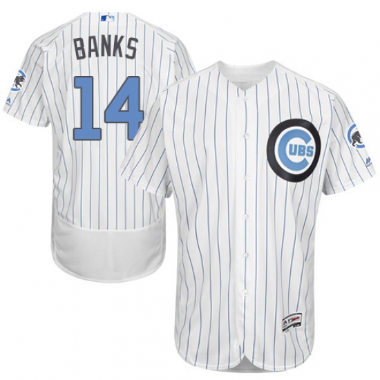 Men's Majestic Chicago Cubs 14 Ernie Banks Authentic White 2016 Father's Day Fashion Flex Base MLB Jersey