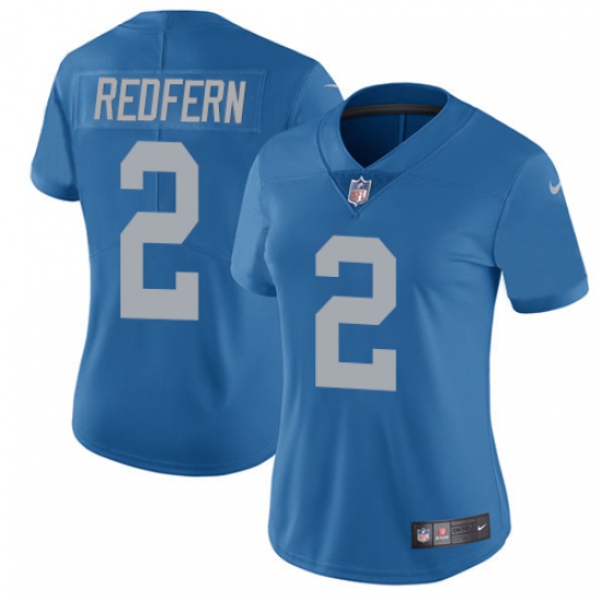 Women's Nike Detroit Lions 2 Kasey Redfern Blue Alternate Vapor Untouchable Limited Player NFL Jersey