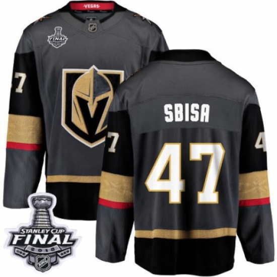 Youth Vegas Golden Knights 47 Luca Sbisa Authentic Black Home Fanatics Branded Breakaway 2018 Stanley Cup Final NHL Jersey