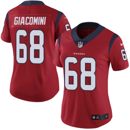 Women's Nike Houston Texans 68 Breno Giacomini Elite Red Alternate NFL Jersey