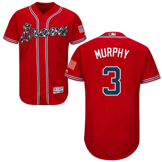 Men's Majestic Atlanta Braves 3 Dale Murphy Red Alternate Flex Base Authentic Collection MLB Jersey