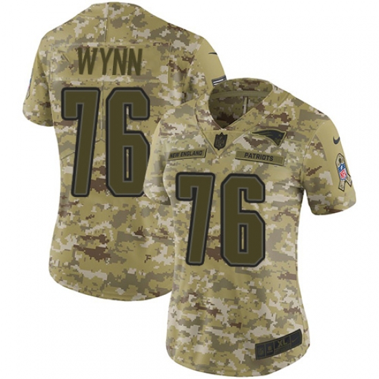 Women's Nike New England Patriots 76 Isaiah Wynn Limited Camo 2018 Salute to Service NFL Jersey