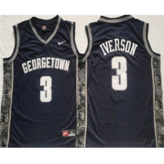 Men's Georgetown Hoyas 3 Allen Iverson Navy Stitched Jersey