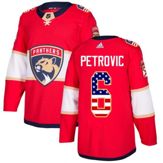 Men's Adidas Florida Panthers 6 Alex Petrovic Authentic Red USA Flag Fashion NHL Jersey