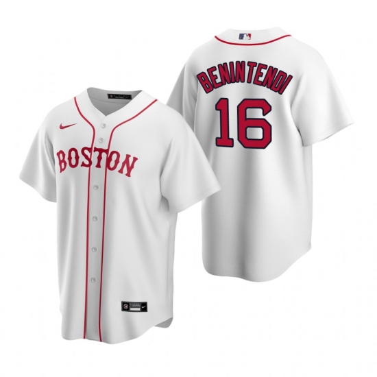 Men's Nike Boston Red Sox 16 Andrew Benintendi White Alternate Stitched Baseball Jersey