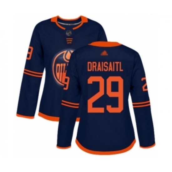 Women's Edmonton Oilers 29 Leon Draisaitl Authentic Navy Blue Alternate Hockey Jersey