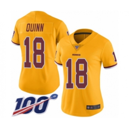 Women's Washington Redskins 18 Trey Quinn Limited Gold Rush Vapor Untouchable 100th Season Football Jersey