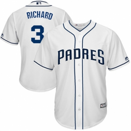 Youth Majestic San Diego Padres 3 Clayton Richard Authentic White Home Cool Base MLB Jersey