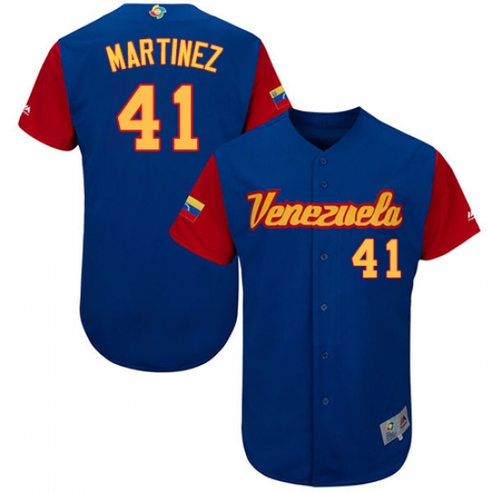 Men's Venezuela Baseball Majestic 41 Victor Martinez Royal Blue 2017 World Baseball Classic Authentic Team Jersey