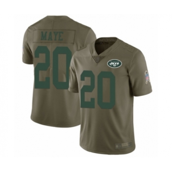 Youth New York Jets 20 Marcus Maye Limited Olive 2017 Salute to Service Football Jersey