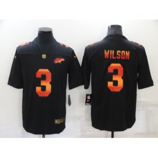 Men's Denver Denver Broncos 3 Russell Wilson Black Nike Red Orange Stripe Vapor Limited NFL Jersey