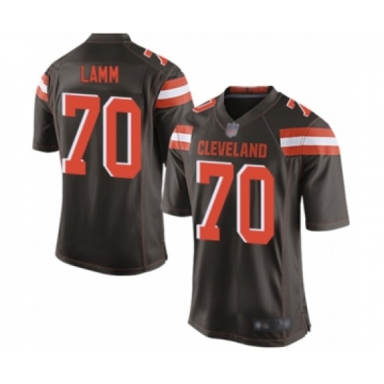 Men's Cleveland Browns 70 Kendall Lamm Game Brown Team Color Football Jersey