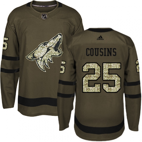 Men's Adidas Arizona Coyotes 25 Nick Cousins Premier Green Salute to Service NHL Jersey