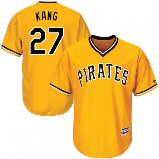 Men's Majestic Pittsburgh Pirates 27 Jung-ho Kang Replica Gold Alternate Cool Base MLB Jersey