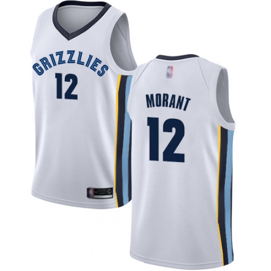 Nike Memphis Grizzlies 12 Ja Morant White Basketball Swingman Association Edition Jersey