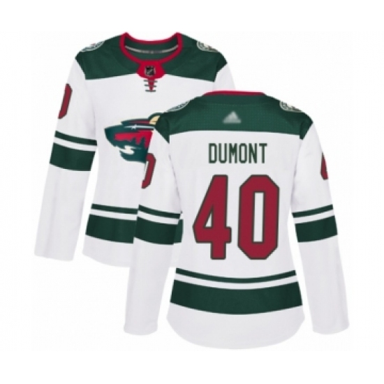 Women's Minnesota Wild 40 Gabriel Dumont Authentic White Away Hockey Jersey