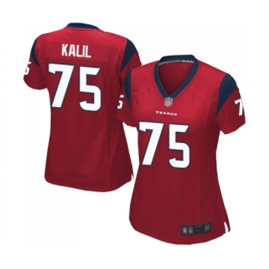 Women's Houston Texans 75 Matt Kalil Game Red Alternate Football Jersey