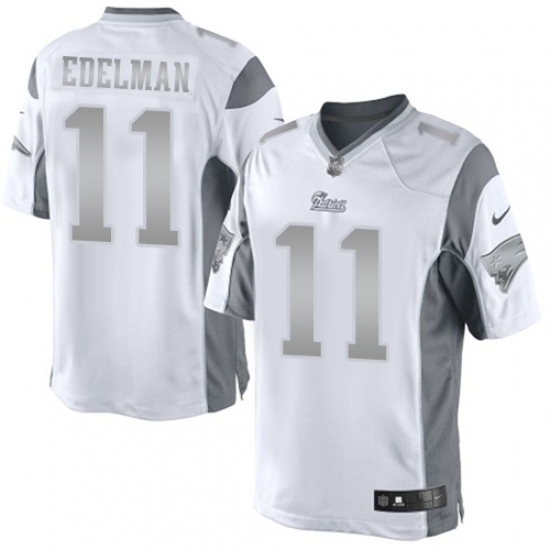 Men's Nike New England Patriots 11 Julian Edelman Limited White Platinum NFL Jersey