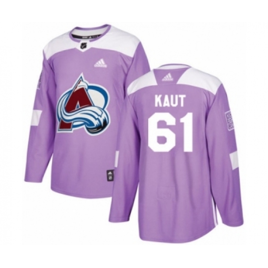 Men's Adidas Colorado Avalanche 61 Martin Kaut Authentic Purple Fights Cancer Practice NHL Jersey