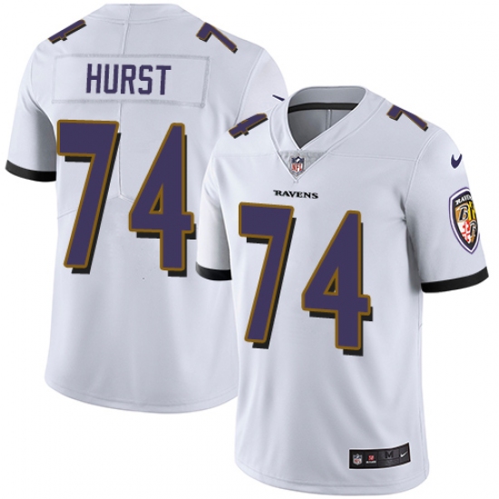 Youth Nike Baltimore Ravens 74 James Hurst White Vapor Untouchable Limited Player NFL Jersey