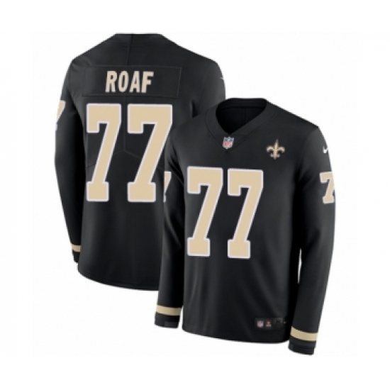 Men's Nike New Orleans Saints 77 Willie Roaf Limited Black Therma Long Sleeve NFL Jersey