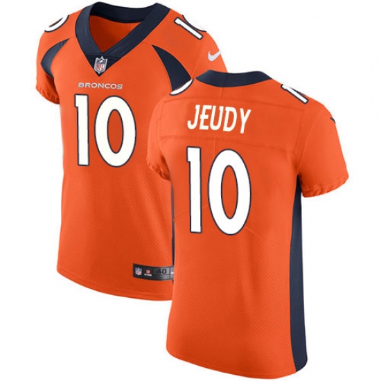 Men's Denver Broncos 10 Jerry Jeudy Orange Team Color Stitched Vapor Untouchable Elite Jersey