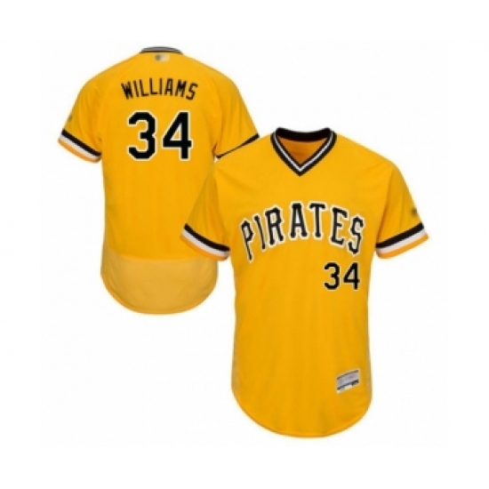 Men's Pittsburgh Pirates 34 Trevor Williams Gold Alternate Flex Base Authentic Collection Baseball Player Jersey