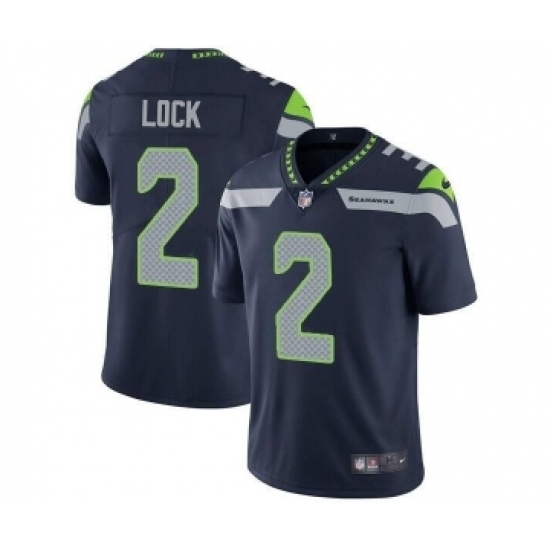 Men's Seattle Seahawks 2 Drew Lock Navy Vapor Untouchable Limited Stitched Jersey