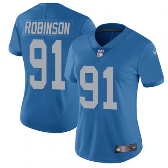 Women's Nike Detroit Lions 91 A'Shawn Robinson Limited Blue Alternate Vapor Untouchable NFL Jersey