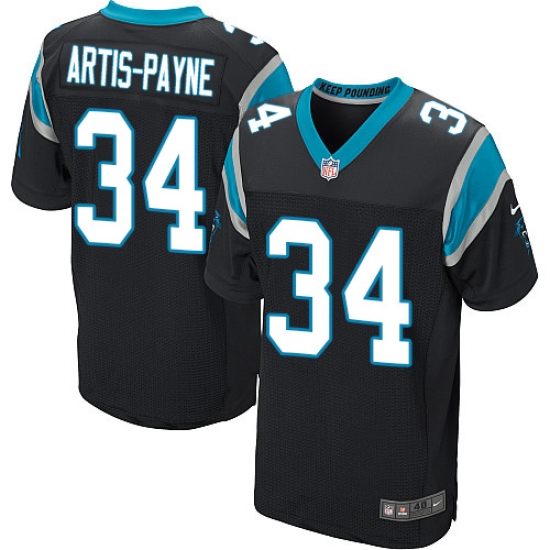 Men's Nike Carolina Panthers 34 Cameron Artis-Payne Elite Black Team Color NFL Jersey