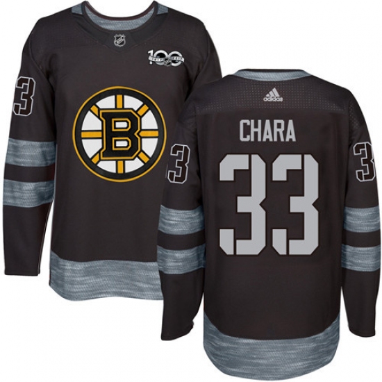 Men's Adidas Boston Bruins 33 Zdeno Chara Authentic Black 1917-2017 100th Anniversary NHL Jersey